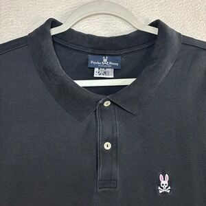 Psycho Bunny Polo Shirt Men 4XL Black Embroidered Logo Short Sleeve Pima Cotton